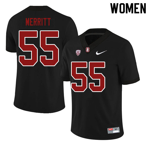 Women #55 Matthew Merritt Stanford Cardinal College Football Jerseys Sale-Black